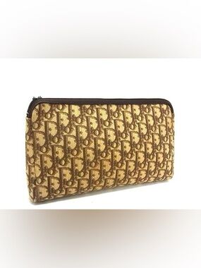 Christian Dior Vintage Oblique Canvas Clutch Bag Purse